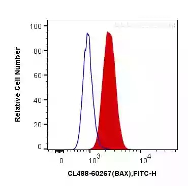HeLa細胞の細胞内フローサイトメトリー（CoraLite®488標識BAX抗体、マウスIgG2bアイソタイプコントロール抗体）